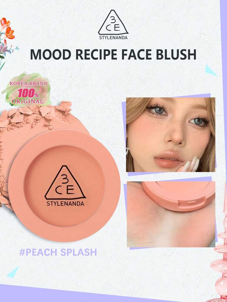 3CE Mood Recipe 臉頰腮紅 Peach Splash– 絲絨慕斯啞光腮紅，細緻易暈染質地，控油提亮配方，眼下增亮，3D 臉頰修容，浮雕磁吸外殼，指尖取用凹槽，K-Beauty 韓系彩妝禮物 - PeachSplash - 查看 1