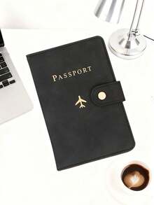 1pc Matte PU Passport Case, Snap‑Button Airplane Pattern Passport Wallet, Multi‑Card Slots Portable Document Organizer For Holiday & Flight Unisex - Multicolor - View 11