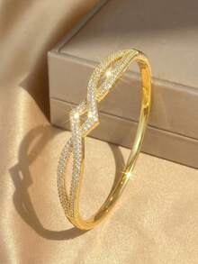 18K Gold Plated Anti-Fade Cubic Zirconia Bracelet Set, Women's Bohemian Style Personalized Jewelry, Suitable For Wedding, Party, Daily, Vacation, Beach, Festival - Multicolor - View 6