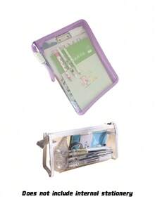 Transparent Waterproof A4 Size Plastic Folder With Zipper, Multi-Functional Document Bag For Files, Letters, Books And Souvenirs, Office Supplies - Multicolor - View 10