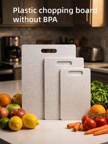 1/2/3 Pcs Marble Pattern Cutting Board, Plastic Chopping Board, Kitchen Utensils, Kitchen Accessories, Cutting Prep Board (For Separating Raw And Cooked Food), Fruit & Vegetable Cutting Board, Easy To Clean Meat Cutting Board, Suitable For Outdoor Camping, Kitchen, Home, Economical And Portable - White - View 9