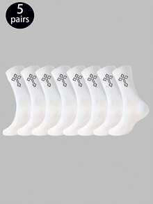 1/4/6 Pairs Men's Multi-Function Comfortable Black & White Design Short Socks, Suitable For All Seasons, Autumn Wear - Multicolor - View 9