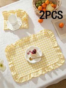 2/6/12/120pcs Plaid Ruffled Napkins, Farmhouse Style Home Kitchen Decor, Reusable Washable Napkins Suitable For Restaurants, Kitchens, Weddings, Bridal Showers, Parties, Dining Table Decoration - Multicolor - View 19