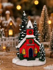 Resin Christmas Elf Choir Figurine, Winter Snowy Church Statue, Christmas Village Decor, Christmas Tabletop Bookshelf And Fireplace Decoration, Holiday Home Decor Christmas Gift - Christmas Decoration Ornament - View 12