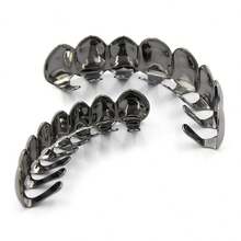 2pcs Hip Hop Smooth Gold Plated 8 Teeth/6 Teeth Grills Halloween Personalized Teeth Grills Props Suitable For Men And Women - Black - View 5