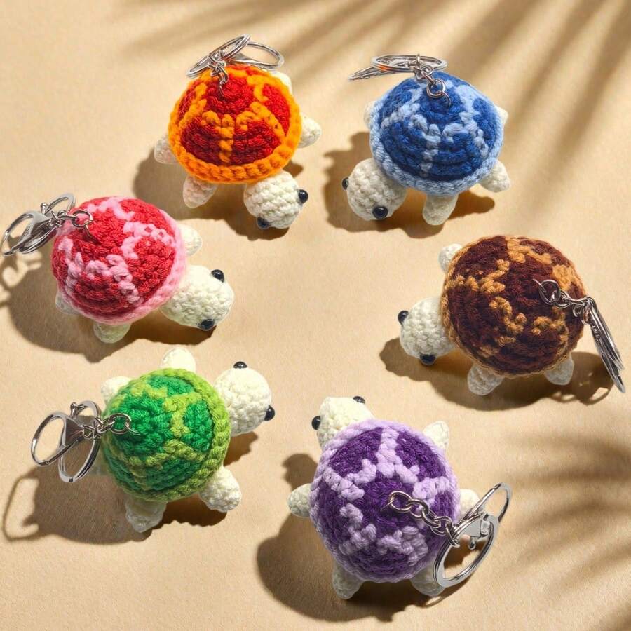 Crochet Yarn Turtle Keychain Cartoon Bag Pendant Car Hanging Ornament Finished Doll