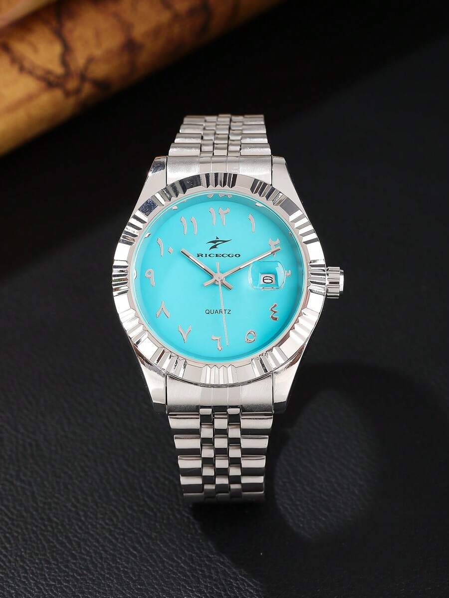 RICECGO Men's Business Calendar Watch, Unique Dial & Exotic Design, Perfect Gift For Daily Commute, Men's Fashion Accessory - Silver - View 1