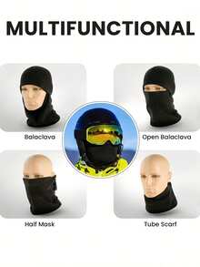 1 buah Masker Wajah Bersepeda Tahan Angin Terintegrasi Musim Dingin, Penghangat Leher Multifungsi, Topi Ski Luar Ruangan, Penutup Kepala Hangat Tahan Dingin - MultiWarna - View 5