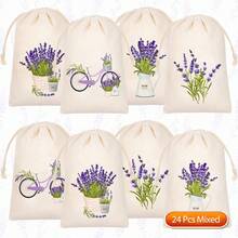 CARRIECUR 12/24Pcs Lavender Canvas Drawstring Bags, 4 Assorted Rustic Farmhouse Designs Sachet Pouches With Drawstring, Cream Reusable Gift Sacks For Lavender Sachets, Birthday,Wedding Favors, Aromatherapy, Jewelry & Home Fragrance Supplies - View 7