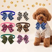 5/12pcs Pet Leopard Pattern Bow Collar Adjustable Cat Dog Bow Tie Collar Small Dog Teddy Yorkshire Schnauzer Dress Up Accessories - Multicolor - View 4