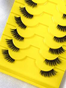 Hinarin 10 Pairs Wispy Half Eyelashes Clear Band Short Half Lashes Natural Look Transparent Band False Eyelashes Fluffy Soft Lightweight Fake Lashes Suitable For Daily And Parties Makeup - Black - View 7