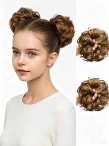 6inch 2pcs Women's Messy Bun Hair Scrunchie Hair Piece – Elastic Wavy Curly Hair Bun Extension Synthetic Hair Piece Suitable For Women And Girls - Multicolor - View 11