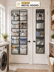 Bathroom Door Hanging Storage Bag, Multi-Functional Door Back Organizer, Categorized Storage, Foldable Home Storage Bag, Wall-Mounted Multi-Layer Transparent Visible Storage Bag - Multicolor - View 3