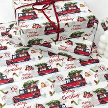 10/30/60 Sheets, Snowy Town Pattern Tissue Paper, Plus 8 Adhesive Stickers, 20*14 Inch Gift Wrapping Paper, Suitable For Christmas Decoration, Gift Bags, Birthday, Wedding Party Decoration, Box And Basket Filler, Party Gifts - Christmas Car - View 2