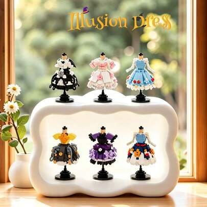 Creative Micro-Particle Mini Building Blocks Princess Fantasy Dress Series, ABS Material, Multiple Color Styles Available, Children's Building Block Toy Set, Girls Gift, Soft Stress Relief Item, Small Blocks, Big Sense Of Ceremony, Warm Desktop/Car Ornament Model, DIY Stress Relief Educational Assembly Blocks, Gift For Children, Develop Fine Motor Skills And Hand-Eye Coordination, Classroom Reward Small Gift, Birthday Gift, Back To School, School Entry, Fashion Gift Among Friends, School Supplies