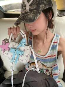 復古荔枝紋理手提保齡球包，秋冬百搭時尚女款通勤斜挎枕頭包 - 彩色 - 查看 4