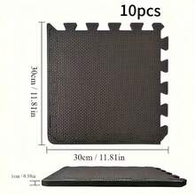 10pcs High Density EVA Foam Interlocking Sports Mat Set, Black - Durable Heavy Duty Gymnastics Fitness Floor Mat, Suitable For Home Fitness, Yoga And Physical Training - Multicolor - View 4