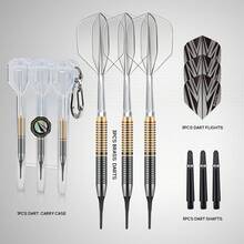 HUANUQ 20g Brass Soft Tip Dart Set, 2 Colors Available, 3-Piece Integrated Dart Set, Threaded Non-Slip Dart Barrel, Equipped With Extra Replacement Dart Shafts And Flights, Portable Storage Box (Includes Carabiner, Can Be Carried Around), Professional Indoor Dart Throwing For Beginners And Advanced Players, Professional Darts For Dart Enthusiasts - Multicolor - View 7