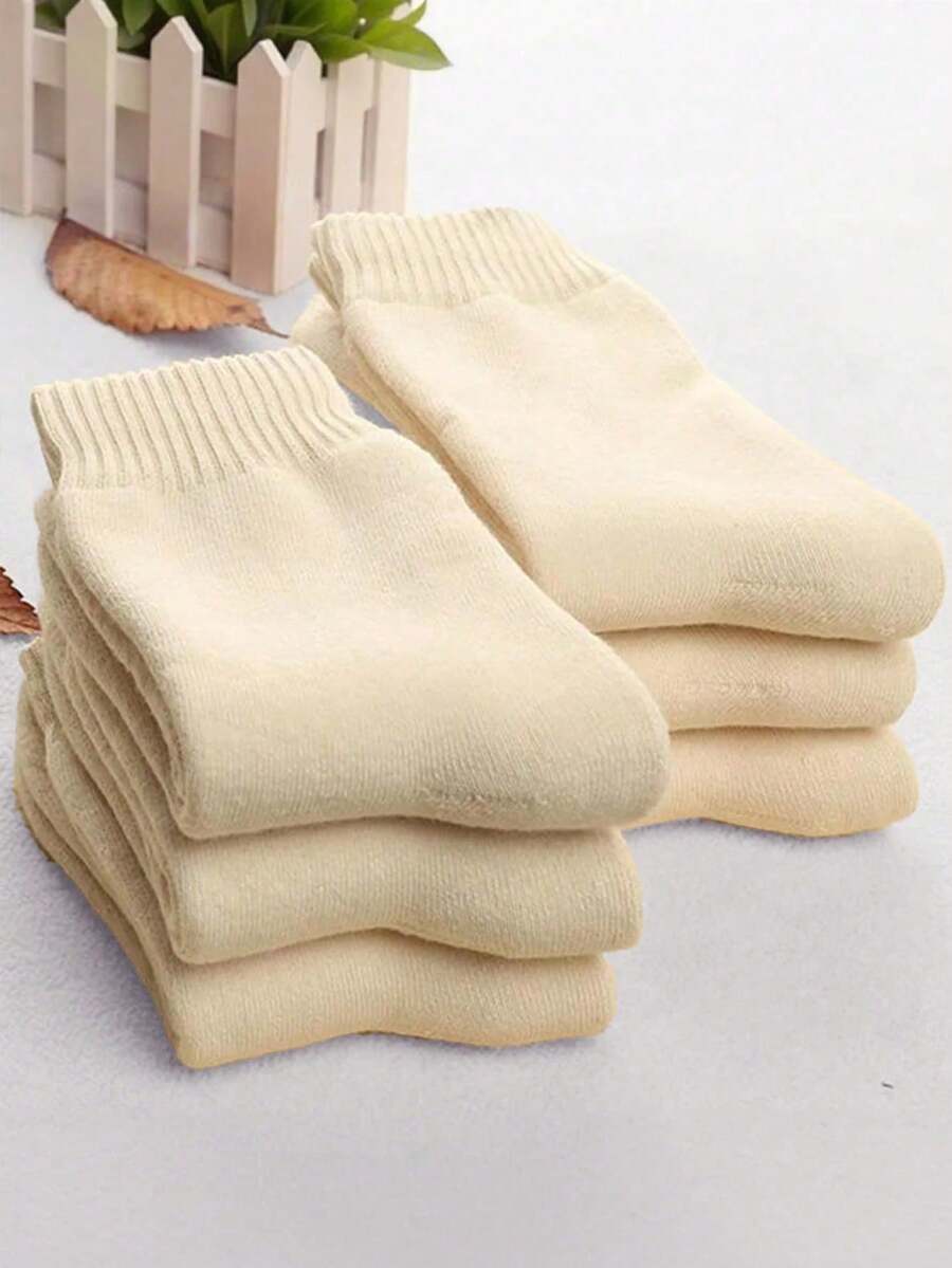 5 Pairs Women's Ribbed Elastic Socks, Paired With Thick Warm Fleece Socks, Suitable For Home, Daily And Outdoor Winter Wear. (1 Pair), 10/20 Socks - Terry Socks - View 1