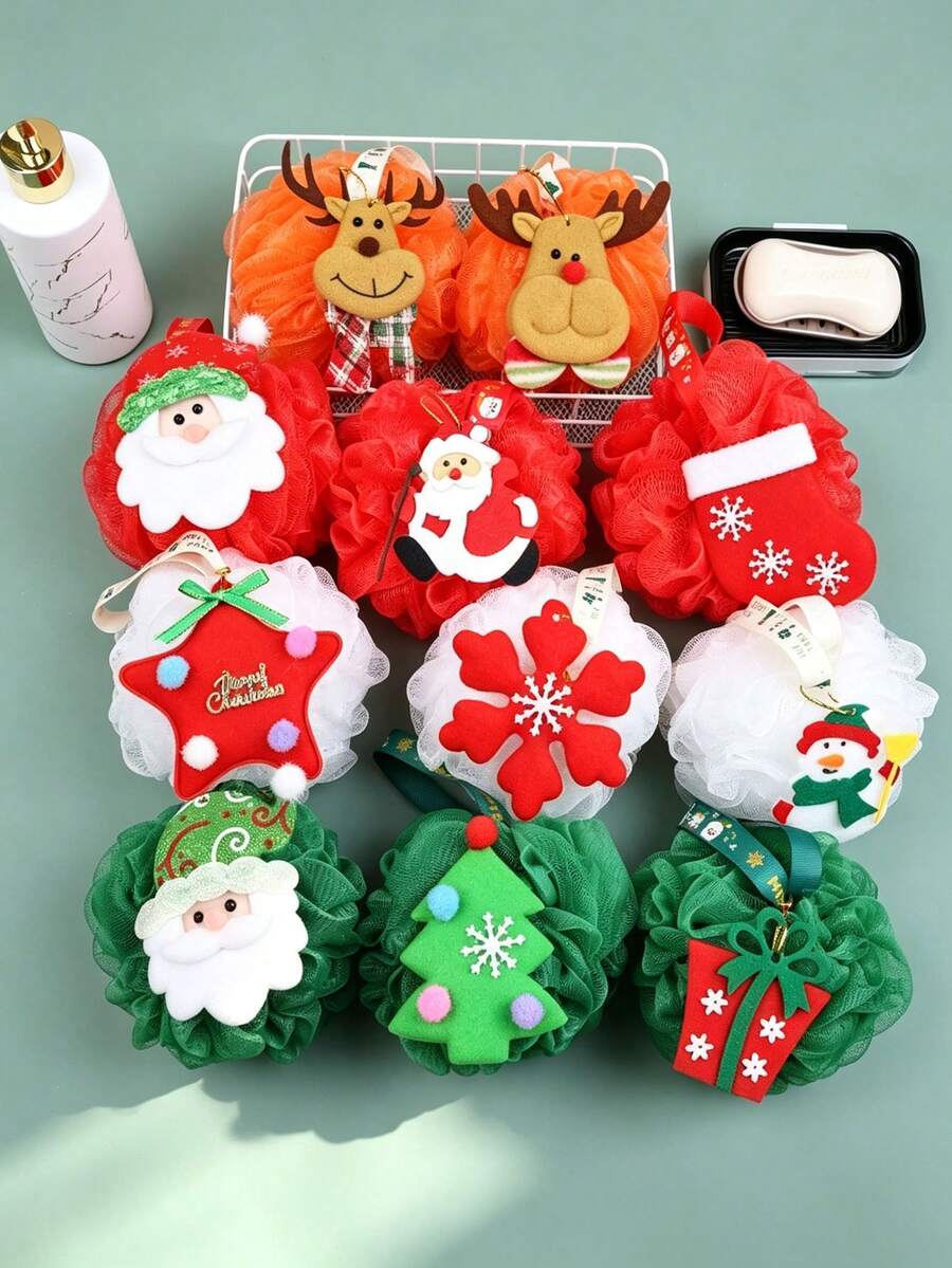 1pc Christmas-Themed Bath Sponge-An Ultra-Soft, Large, Premium, And Durable Bath Essential That Won't Unravel. - Multicolor - View 1