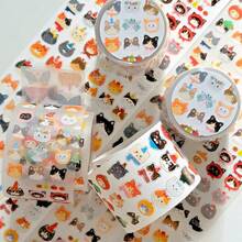47cm/Loop Kawaii Kitty Head Colorful Cat Die Cut Sticker Cute DIY Goo Card Journal Scrapbooking Photo Card Phone Case Collage Supply - Black - View 4