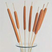5/10 Pcs Artificial Cattails Flowers, Artificial Plants For Home Table Centerpieces, Decorative Floral Arrangements For Rustic Weddings And Office Vases - Brown - View 6