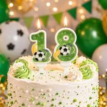 1pc Happy Birthday Football Number 0-9 Cute Green Cake Decor Digit Candle, Party, Anniversary, Celebration Candle - Football Candles - View 6