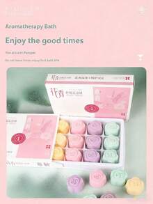 1 Box Of 12 Pieces Of Foot Bath Balls; Floral Rose Shape Bath Bombs; Bath Salt Balls; Ladies Gift Packaging; Random - 12 Pieces Per Box - View 4