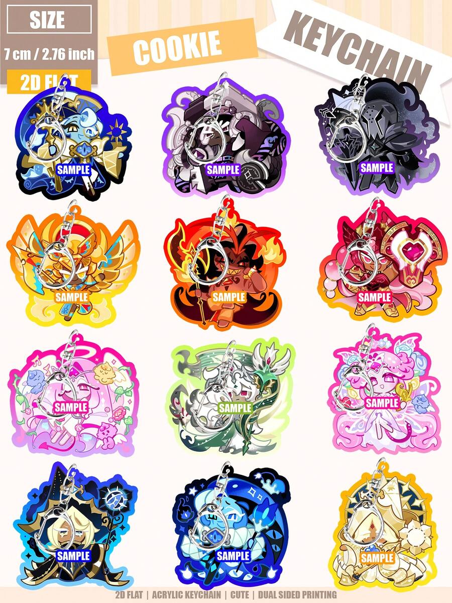 COOKIE RUN Pendant, COOKIE KINGDOM 2D Acrylic Keychain, Anime Pattern, Car Keychain Pendant, Keychain Holder, Key Ring, Bag Charm Gift, Special Gift For Friends