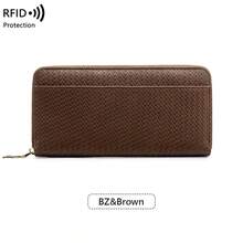 FOREVER MIYIN RFID Blocking Women Long Zip Around Wallet, Crocodile & Woven, Large Capacity Multi‑Card Slots Back & Coin Pocket, Phone‑Compatible Daily Travel - Multicolor - View 19