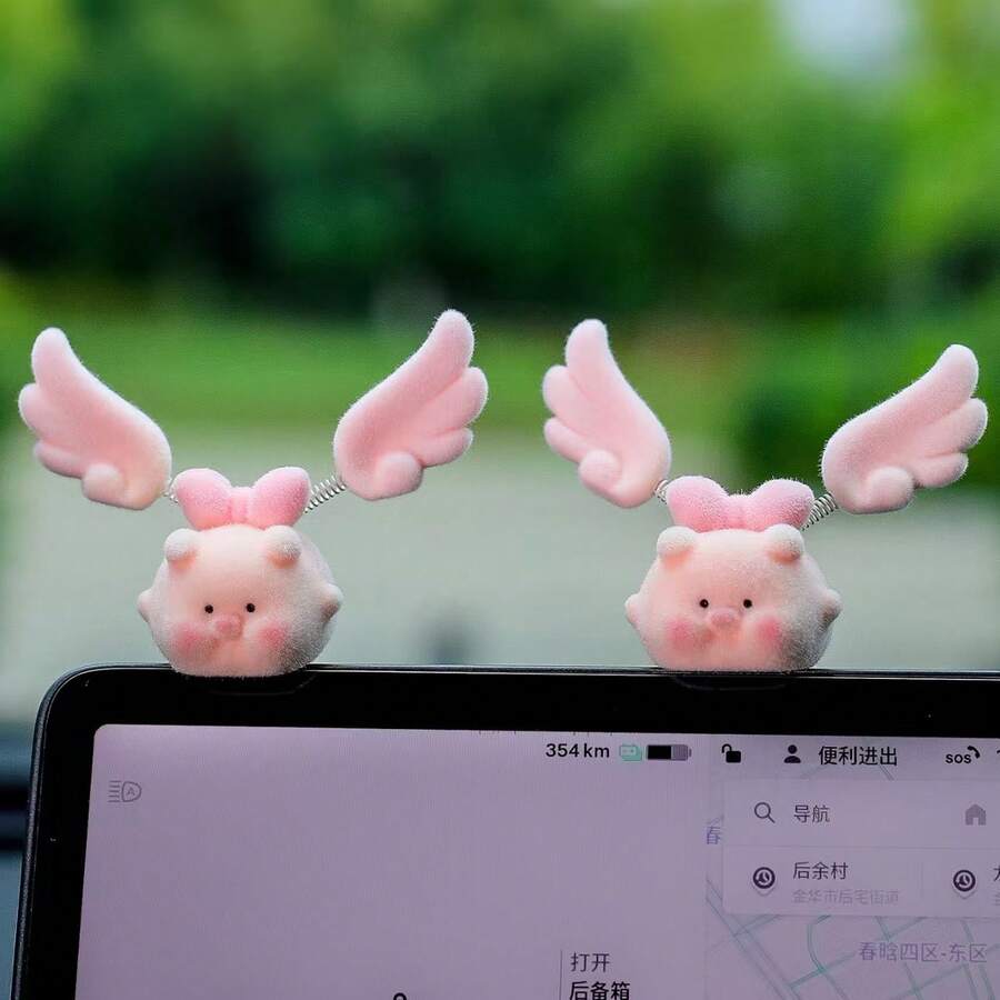 迷你可愛搖擺飛豬汽車儀表板裝飾品,減壓裝飾,適用於儀表板與中央控制台 - A - 查看 1