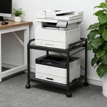 Techigher 2-Tier Printer Stand With Height Adjustable Shelf, Under Desk Rolling Printer Table With Lockable Wheels For Home Office Storage - Multicolor - View 9
