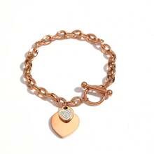 Women's Stainless Steel Heart Engraved Titanium Chain Bracelet With T-Bar Clasp, Suitable For Daily Wear And Date Night As A Gift - T-bar Bracelet - View 14