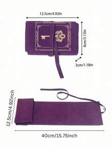 Velvet Tarot Card Storage Bag, Featuring Vibrant Cosmic Tarot Card Pattern Print, Dual-Color Blue And Purple Drawstring Closure, Soft Fabric Protective Cover, Portable Card Pouch, Suitable For Storing Tarot Cards And Small Items - Multicolor - View 11