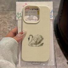1pc Personalized Swan Polka Dot Graphic Aesthetic Pattern Black Liquid Straight Edge Phone Case Compatible With Iphone 16/16pro/16plus - Multicolor - View 5
