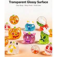 Cartoon Pumpkin Shaped Resin Miniature Ornament, Glossy Transparent Desktop Decoration, Halloween Christmas Holiday Party Gift - Multicolor - View 5