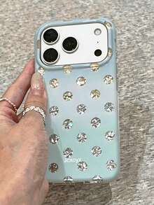 Shiny Diamond Texture Polka Dot Texture Blue Green Gradient Phone Case Compatible With IPhone 18 Pro Max 18 Pro 17 Pro Max 17 Pro 17 16 Pro Max 16 Pro 16 15 Pro Max 15 Pro 14 Pro Max 14 Pro 13 12 11 Simple Anti-Drop Cover - Blue-green Gradient - View 3