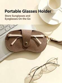Portable Hanging Glasses Storage Bag, Anti-Loss Fashion Glasses Protective Storage Pouch, Lightweight PU Leather Glasses Carrying Case With Hanging Rope And Snap Button, Scratch-Resistant Travel Storage Bag, Suitable For Myopia Glasses, Fashion Glasses, Daily And Outdoor Use - Multicolor - View 5