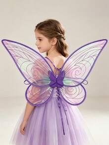 1pc Fairy Wings Transparent Pearlescent Iridescent Elf Wings Holiday Party Performance Back Ornament Princess Angel Wings - A - View 10