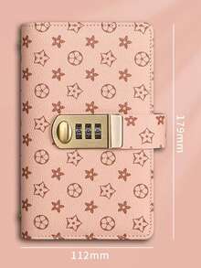 1pc Cash Storage Book, Holds Up To 100 Bills, A6 Size, Password Lock Design, PU Leather, Vintage Classic Print, Rectangular, With Transparent PVC Inner Pocket - A - View 12