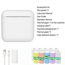 PRINHSJI Mini Printer, Portable Thermal Inkless Sticker Printer, 200Dpi, USB Rechargeable, For Study Notes, Pictures, Photos, Journals, DIY, Compatible With IOS & Android - Multicolor - View 18