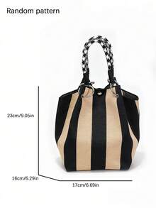 Classic Colorblock Polka Dot Casual Versatile Artistic Bucket Bag, Multi-Functional Daily Commute Handbag, Suitable For Niche Shopping And Dating - Black - View 5
