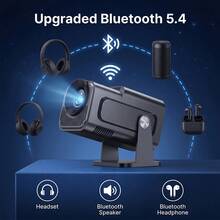 迷你 Full HD 投影機 Android 11.0 雙頻 WiFi 6 180°旋轉支架 自動梯形校正 家用劇院 戶外露營 辦公室 遊戲 便攜電影投影機 聖誕禮物 - 黑色 - 查看 2