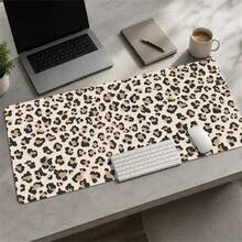 1pc Leopard Print Leather Mouse Pad Extra Long Non-Slip Waterproof Leather Desk Pad Office Gameing Table Mat Back To School, Creative Mousepad For Office Gaming Working - View 2