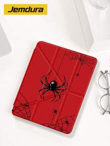 Jemdura Pure Red Spider Web Pattern Acrylic Tablet Protective Case, Compatible With IPad 10.2/10.5 Inch, IP10/11th Gen (A16)/ Air 8 2026 (11-Inch), Mini6/7 8.3 Inch, Air5/6/7 10.9 Inch/11 (M2/M3), With Pencil Slot Storage, Y-Fold Flip Cover Protective Case, Multi-Angle Folding, Best Halloween Gift - Multicolor - View 5
