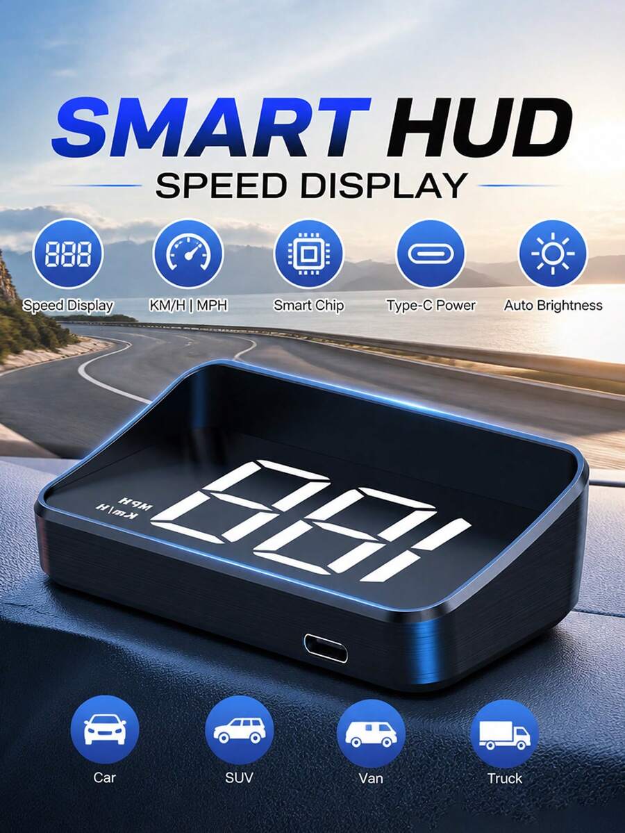 Car HUD Head-Up Display/Head Up Display+Number Plate HD Projection Real-Time Speed Compatible With 99% Of Car Models Speed/Speed/Mileage Monitoring Plug And Play