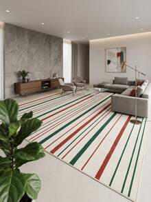 1pc Nordic Modern Luxury Minimalist Geometric Abstract Striped Area Rug, Bathroom, Kitchen, Entryway, Hallway, Bedside, Living Room, Bedroom, All-Season Machine Washable Soft Faux Cashmere Mat, Aesthetic Home Decor - Multicolor - View 2