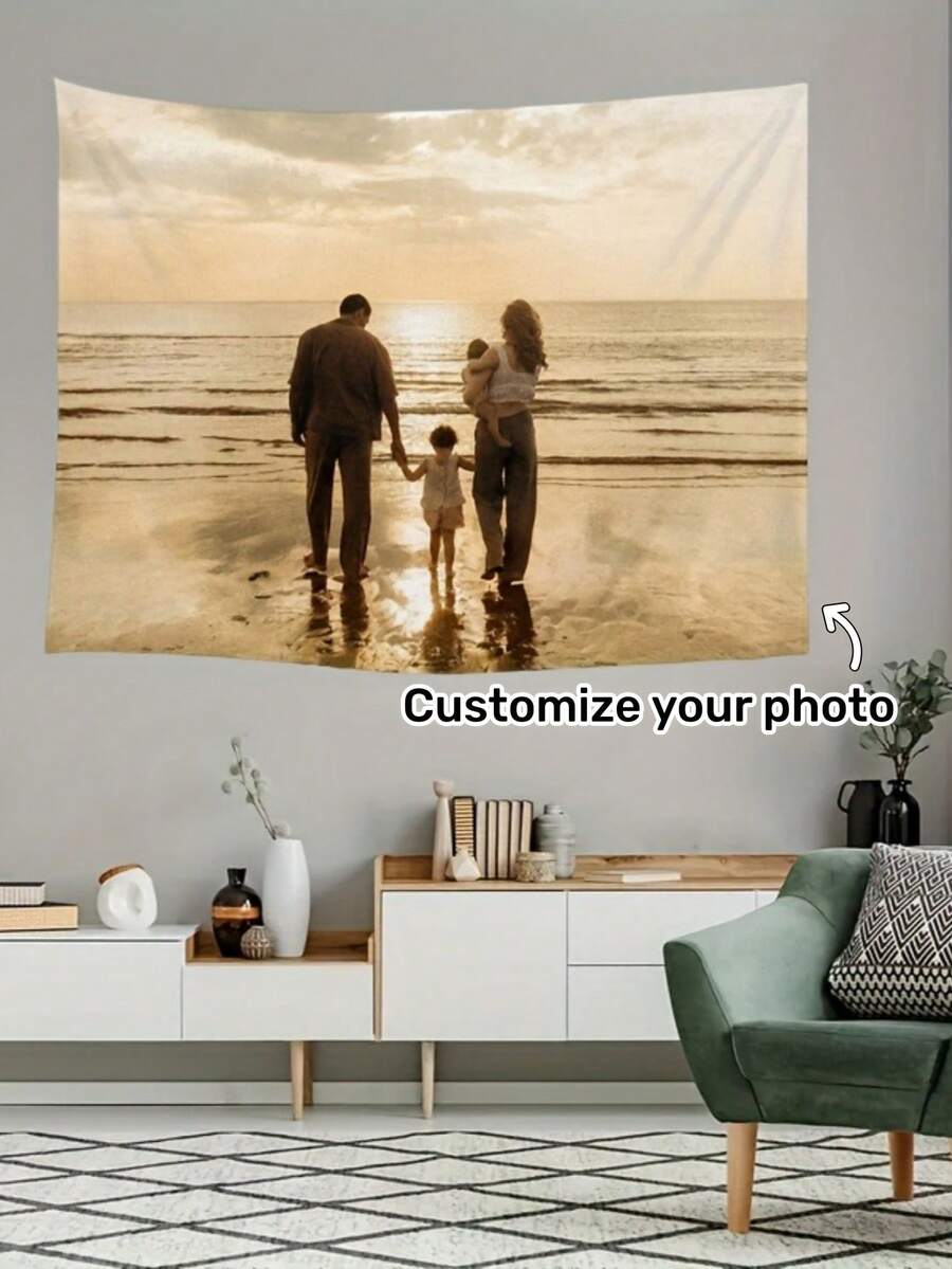 Custom Photo Canvas Wall Hanging - Personalized Wall Decor, Durable And Lightweight, Horizontal Design, Suitable For Home And Party Decoration, Includes Free Installation Kit, Perfect For Weddings, Birthdays, Graduation Ceremonies And More - Multicolor - View 1