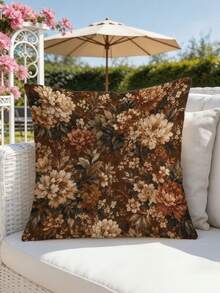 1/2/4pcs Vintage Floral Square Pillow Cover,Elegant Earthy Color Palette, Soft Durable Material, Ideal For Bedroom/Living Room Decor, Adds Retro Charm To Home Space - Khaki - View 5