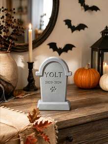 1pc Customizable Engraved Halloween Tombstone Decor, Multiple Vintage Tombstone Styles Available, Supports Custom Name, Year And Memorial Text. Realistic Stone Texture, Atmospheric, Suitable For Desktop, Window Display, Party Scene Decoration. Halloween Horror Theme Decoration, Can Be Used As Holiday Atmosphere Prop Or Pet Memorial Ornament, Creating An Immersive Dark Vintage Halloween Scene - Multicolor - View 10